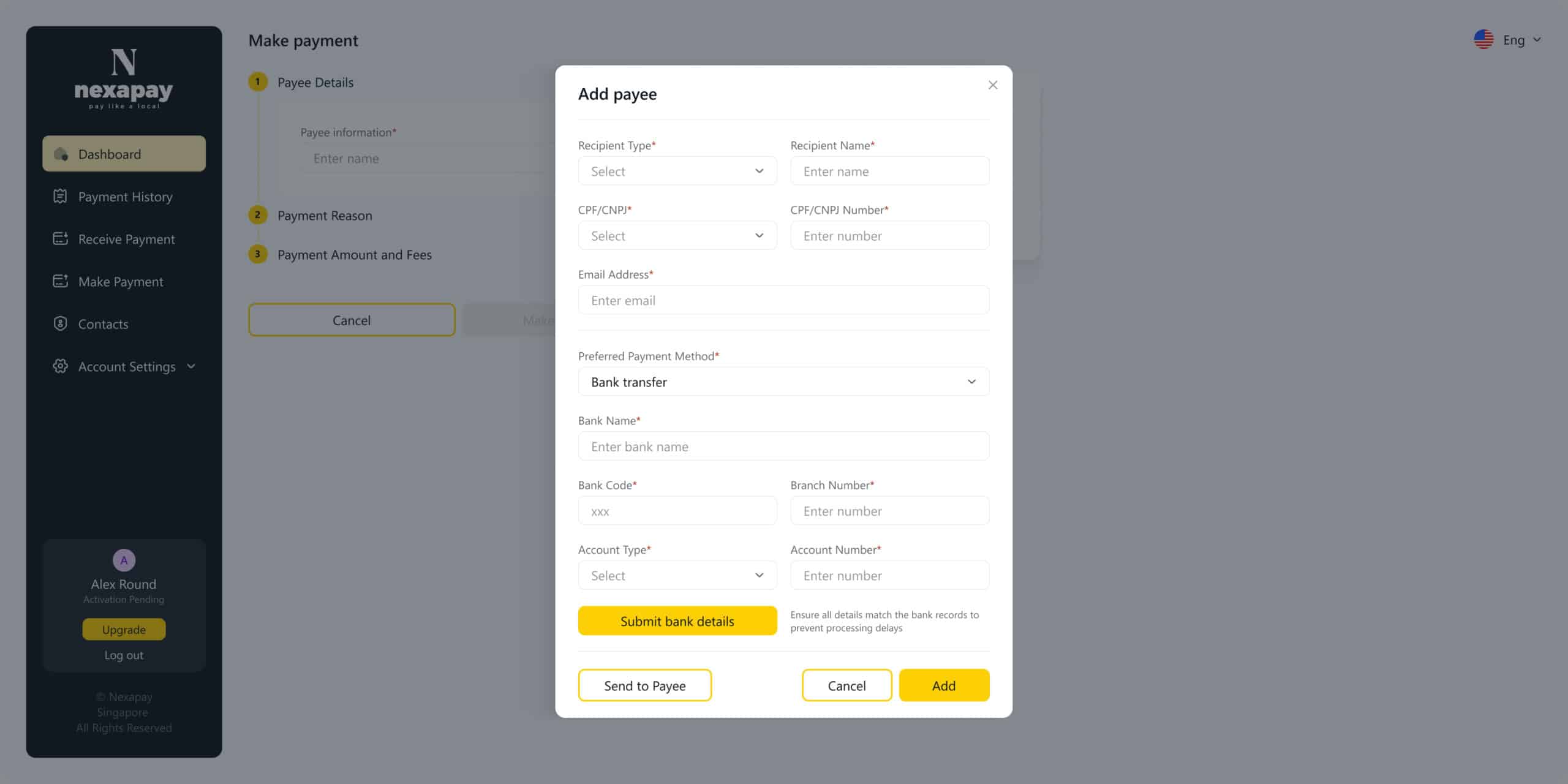 Make payment — 1 step Payer Fills In